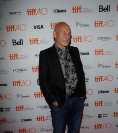 Patrick Stewart joins cast on the Green Room red carpet